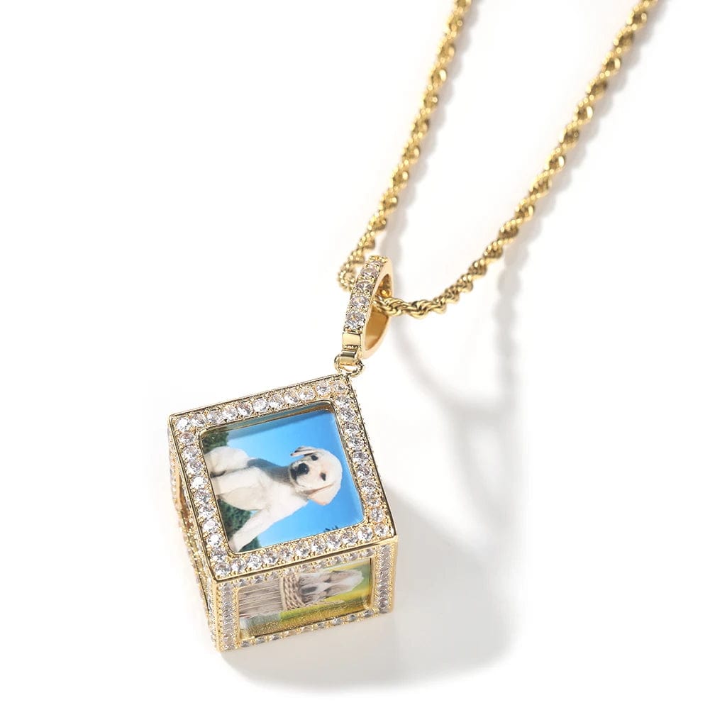 Custom 3D Cube Photo Pendant Necklace