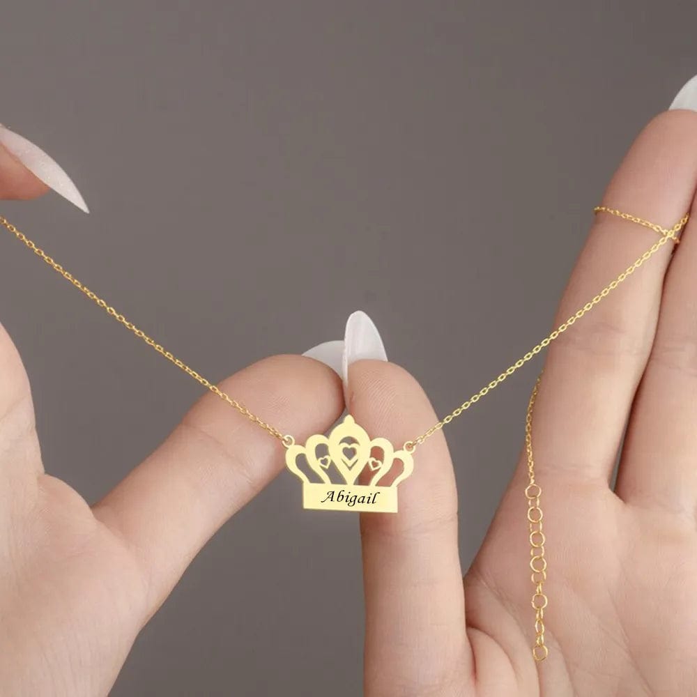 Personalized Crown Name Pendant Necklace