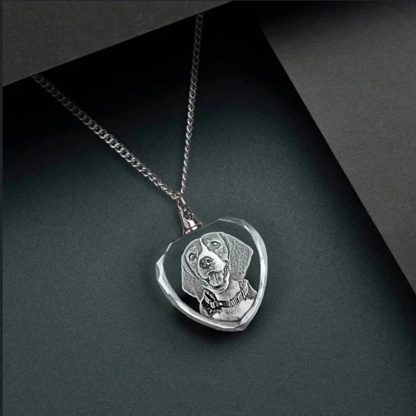 3D Crystal Heart-shaped Photo Necklace