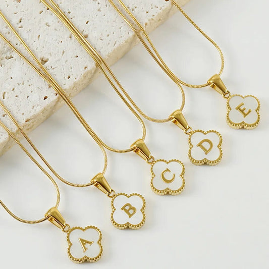 Four Leaf Clover Necklace With Initial
