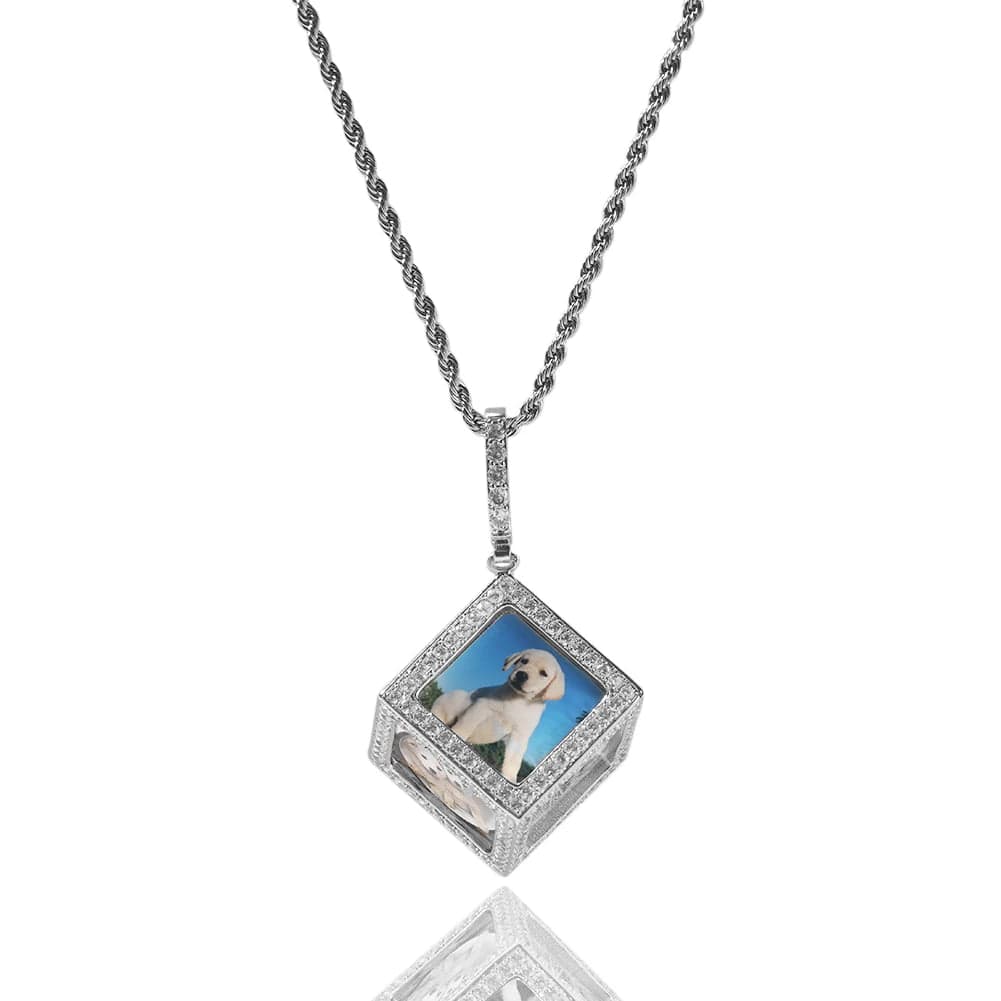 Custom 3D Cube Photo Pendant Necklace