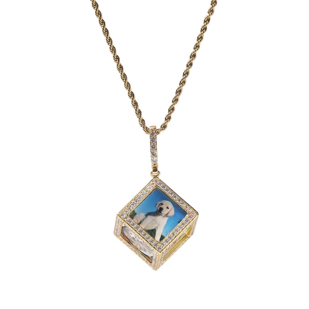Custom 3D Cube Photo Pendant Necklace