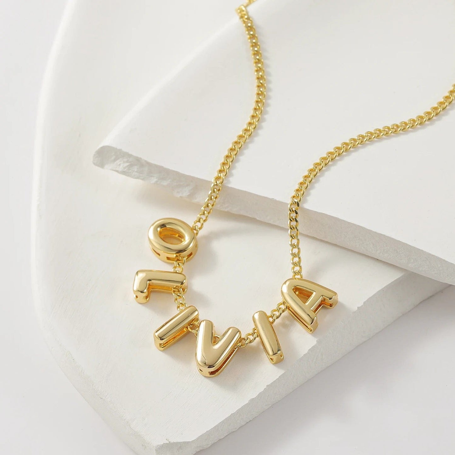 Personalized Puff Name Necklace - Adjustable