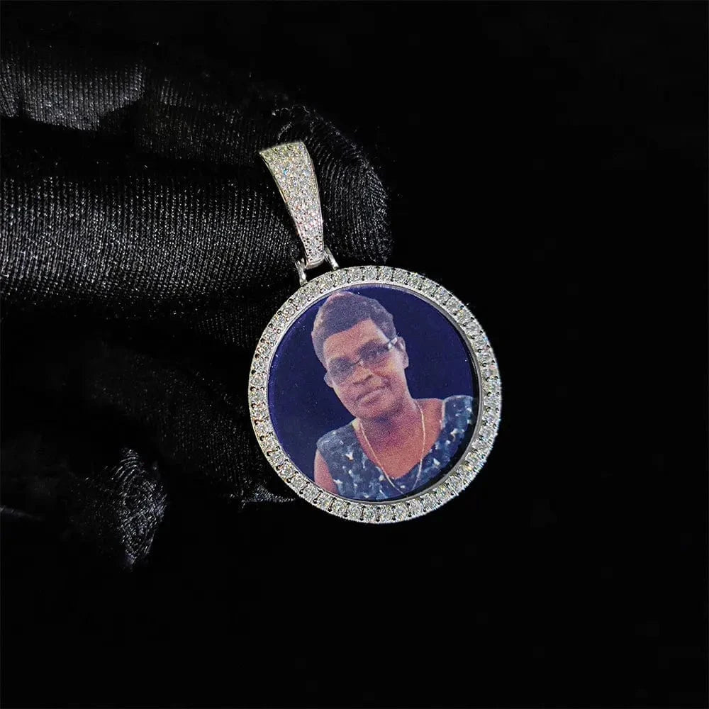Moissanite Photo Pendant Necklace - 925 Sterling Silver With VVS Moissanite Gems