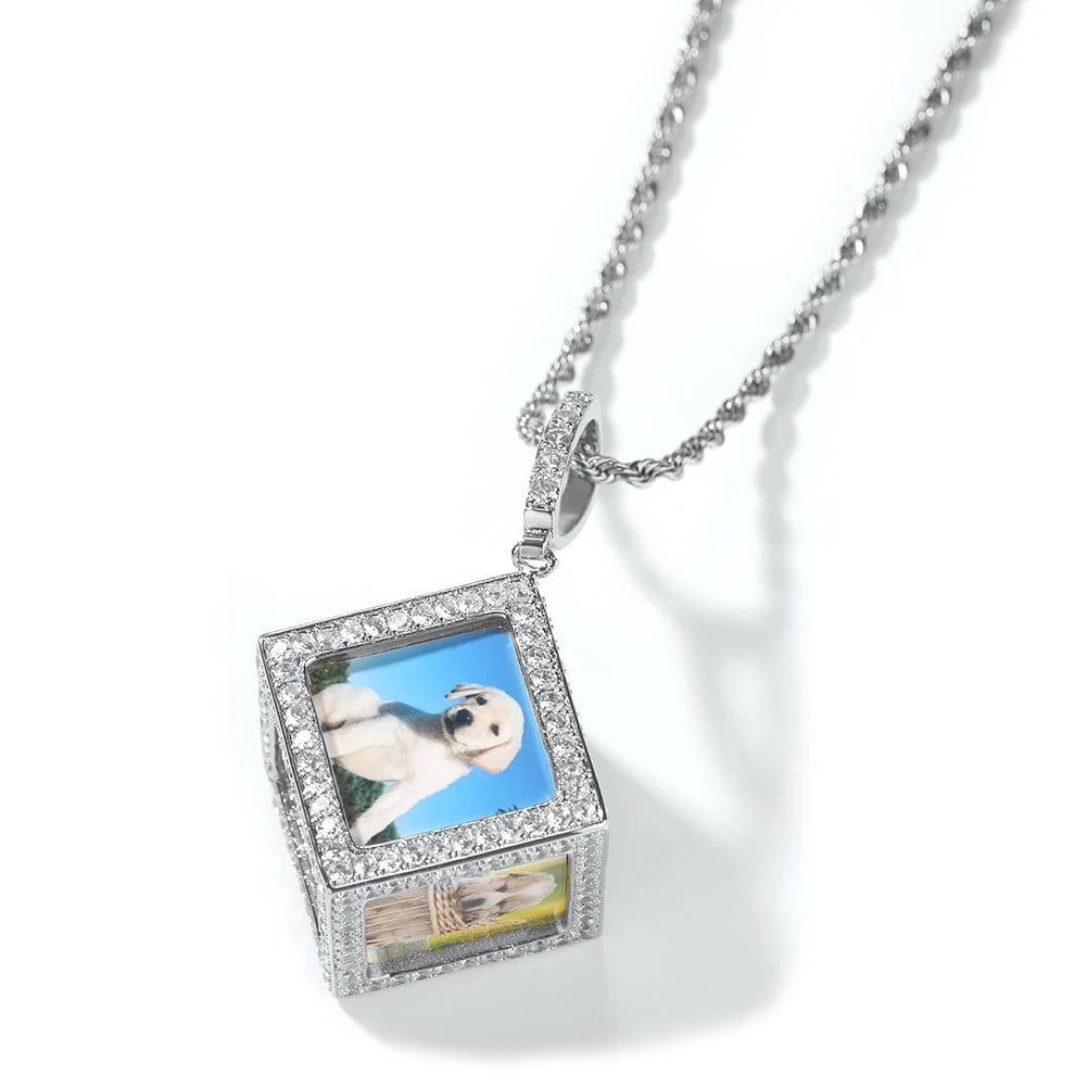 Custom 3D Cube Photo Pendant Necklace