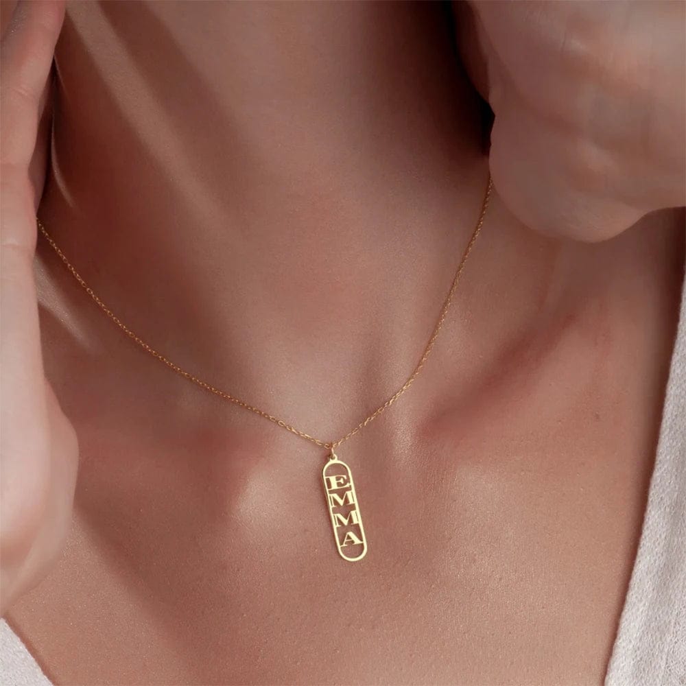 Vertical Cartouche Style Name Necklace
