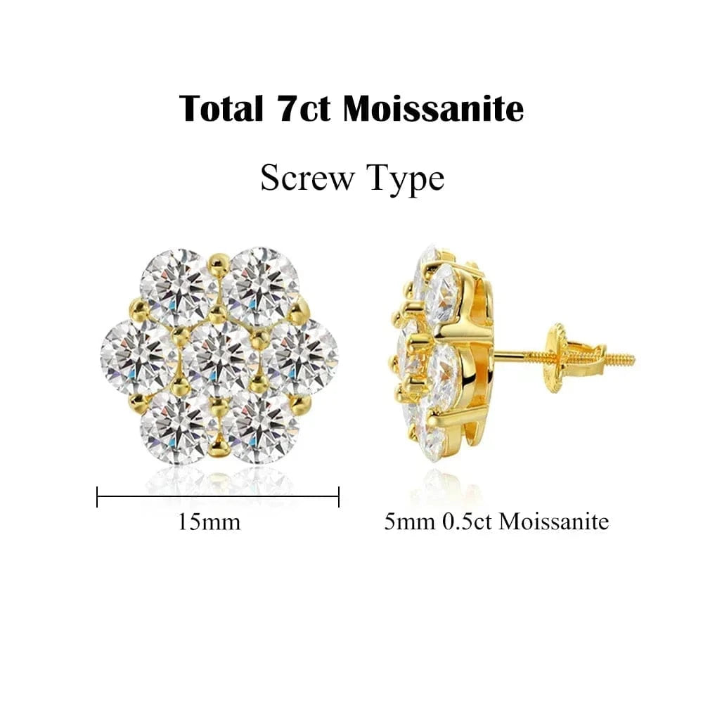 Moissanite Flower Cluster Earrings In 925 Sterling Silver