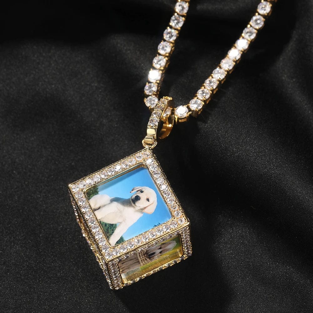 Custom 3D Cube Photo Pendant Necklace