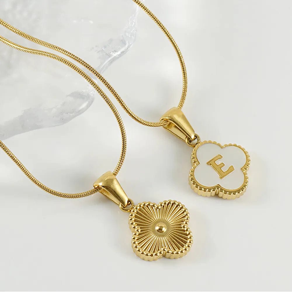 Four Leaf Clover Necklace With Initial
