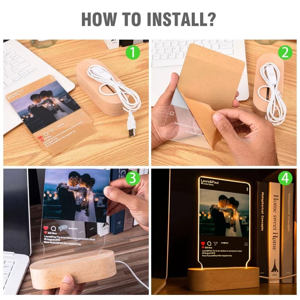 Personalized 3D Photo "Love Lamp" With Custom Text