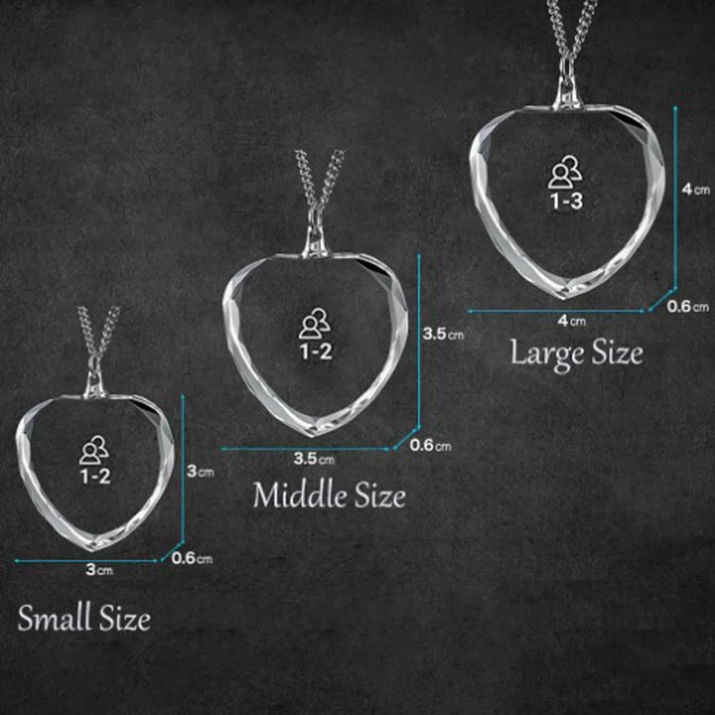 3D Crystal Heart-shaped Photo Necklace