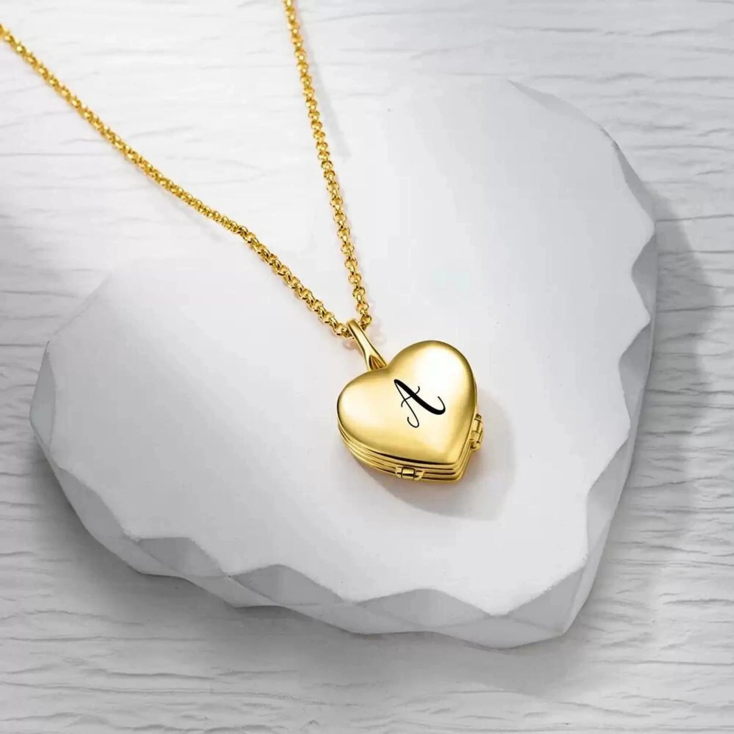 Four Picture Locket Necklace - Four Leaf Clover Heart Design With Personalized Photos
