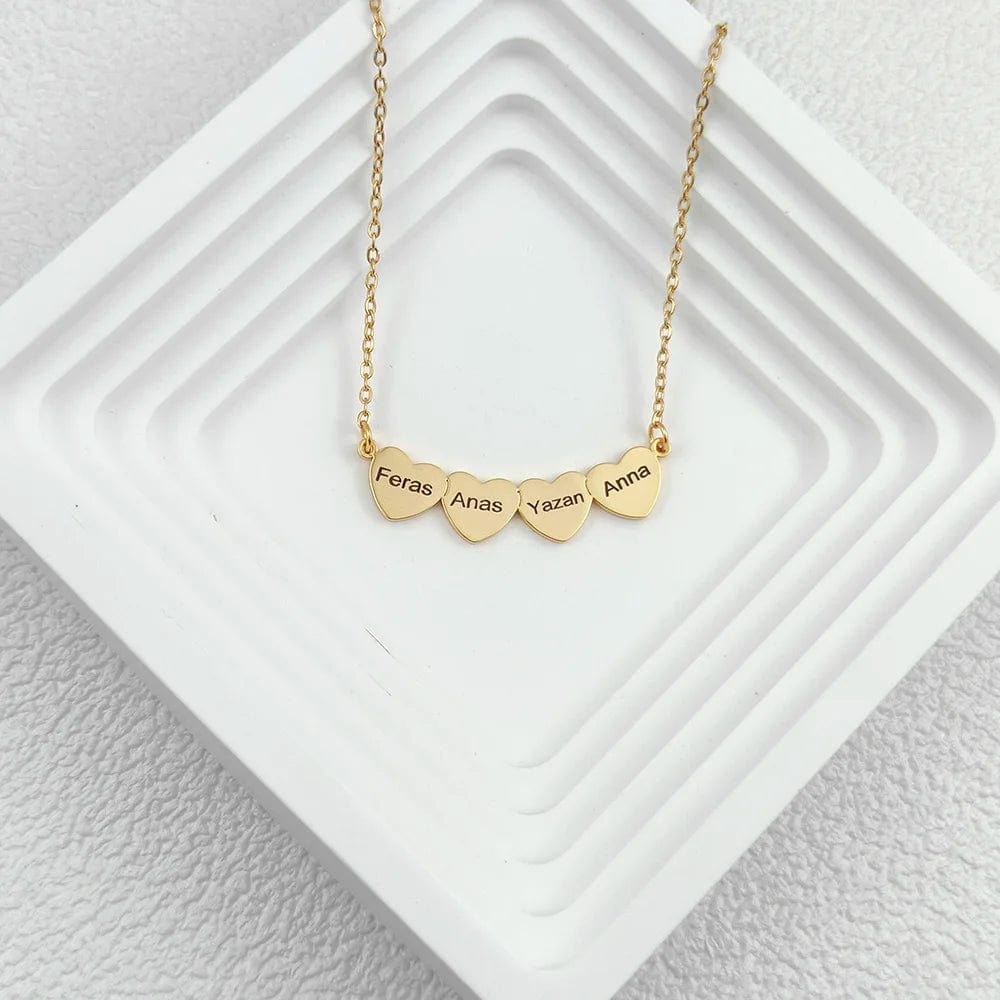 Custom Multi Heart Necklace With Engraved Names