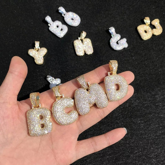 Bubble Letter Initial Necklace - Gold Silver