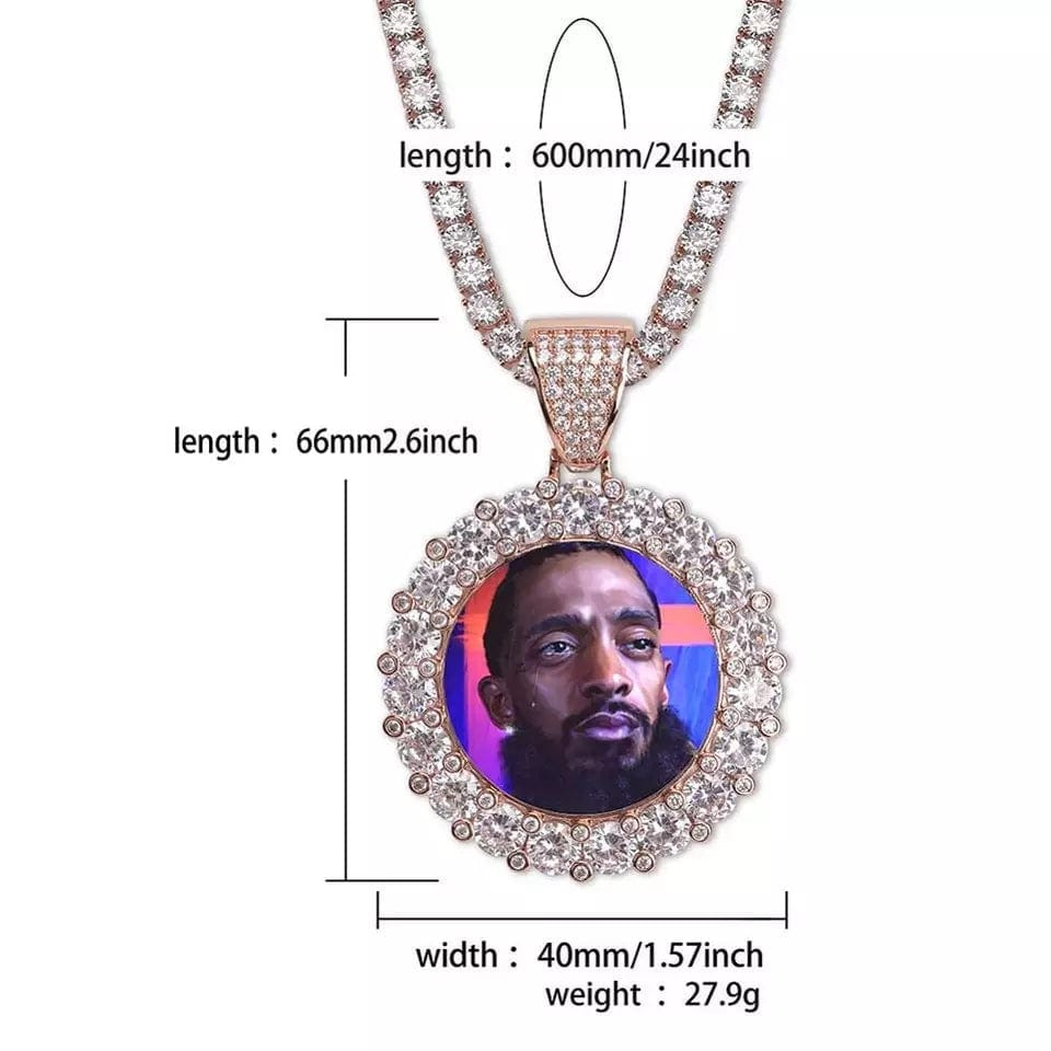 Custom Photo Pendant Necklace With Bouquet Style Setting