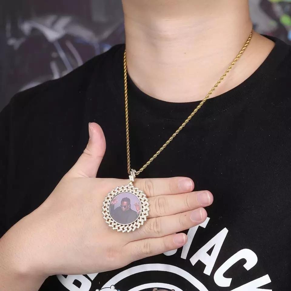 Custom Photo Pendant & Necklace With Cuban Link Frame - Gold, Rose Gold, White Gold