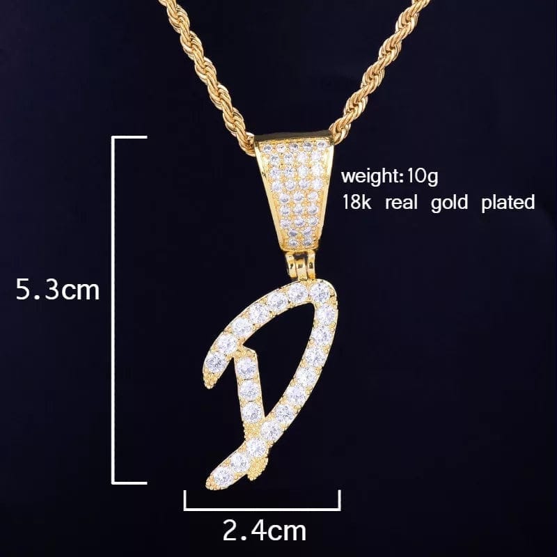 Cursive Tag Style Name Pendant & Necklace