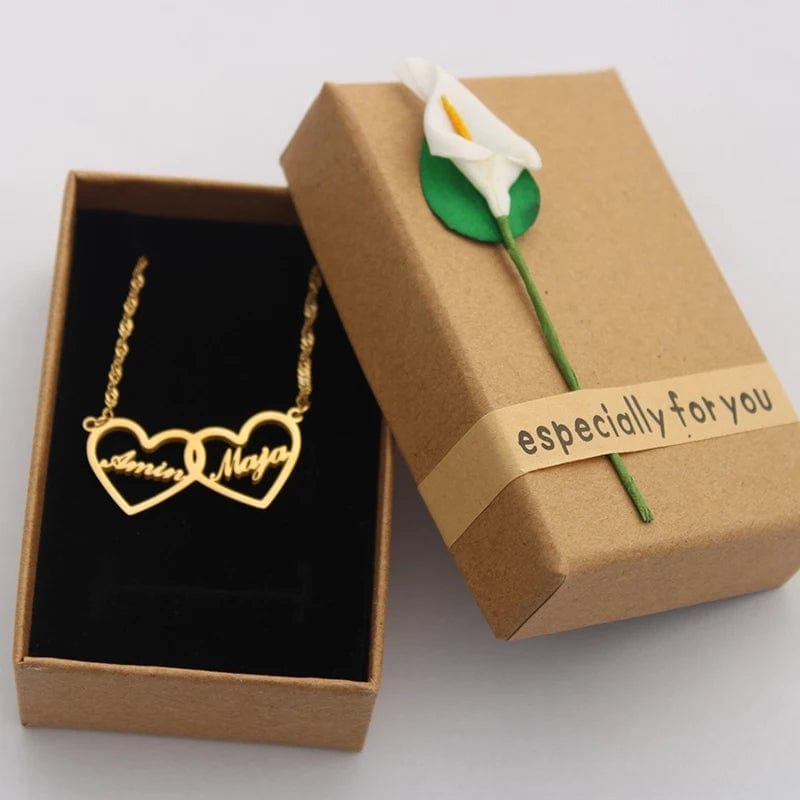 Siamese Hearts Custom Name Necklace