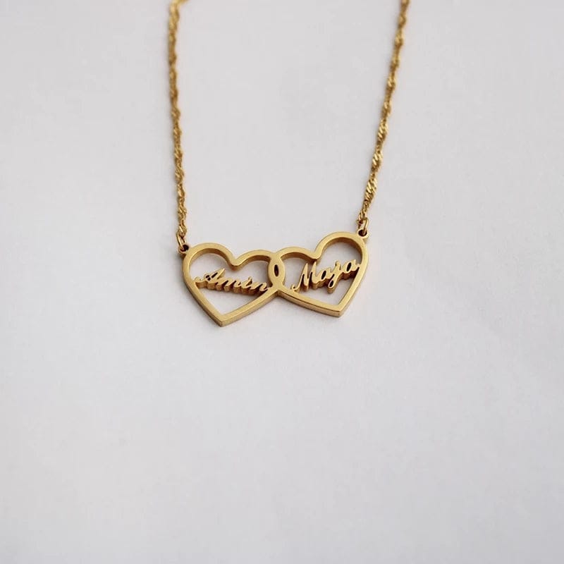 Siamese Hearts Custom Name Necklace
