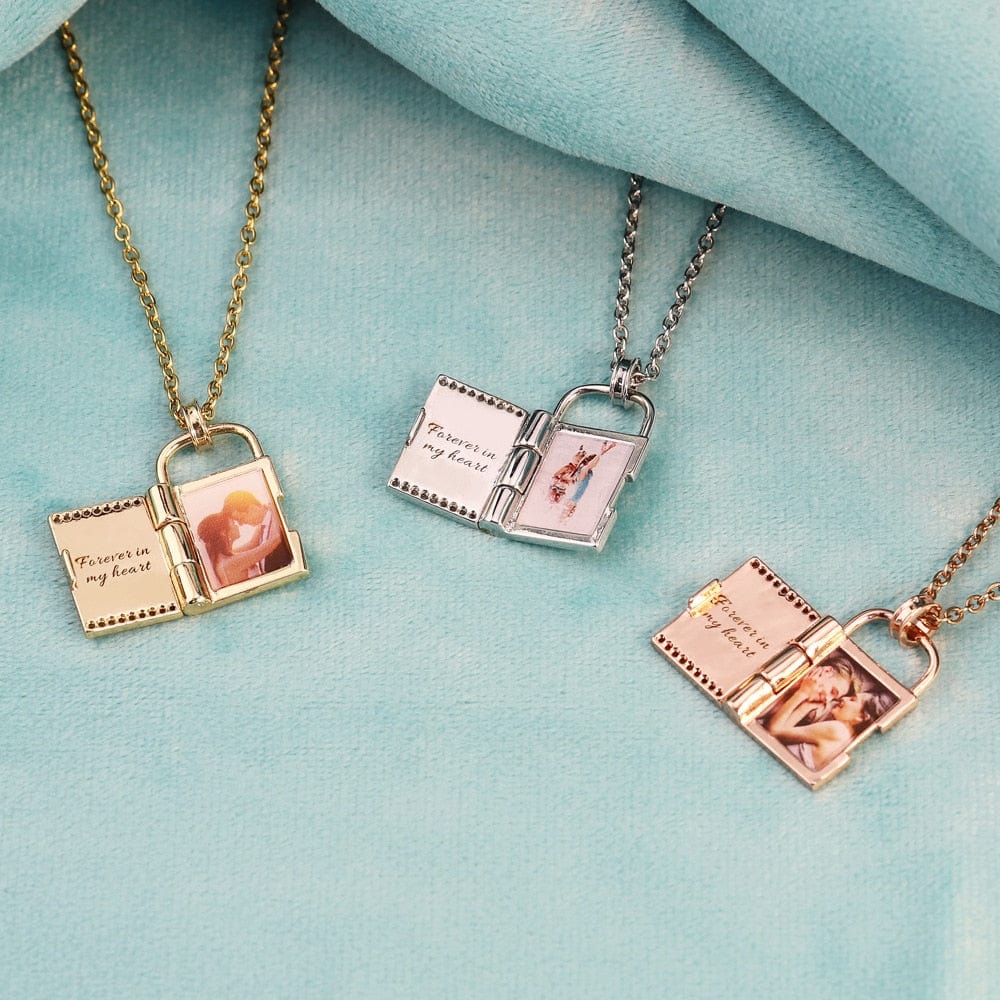"Open Book" Custom Engravable Photo Locket Necklace!