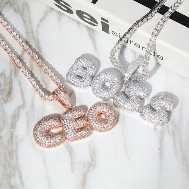Gold Bubble Letter Pendant
