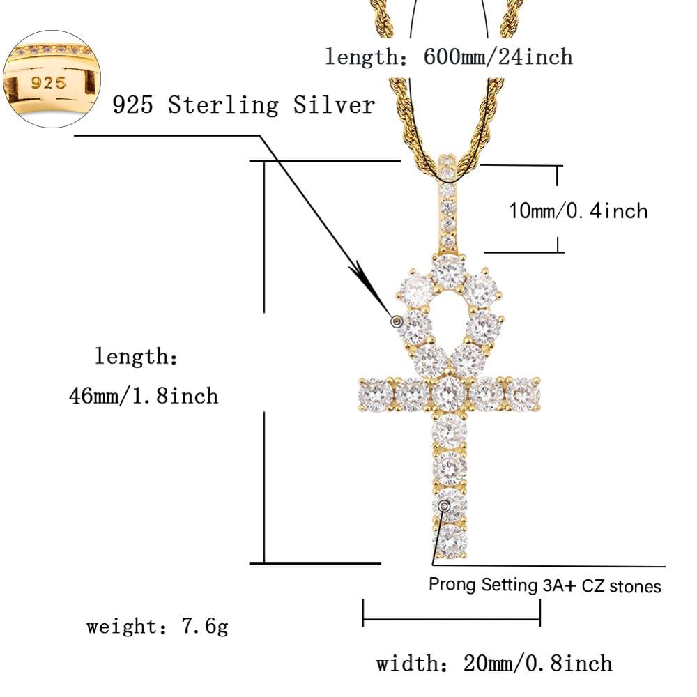 Ankh Pendant Necklace - Gold, Silver