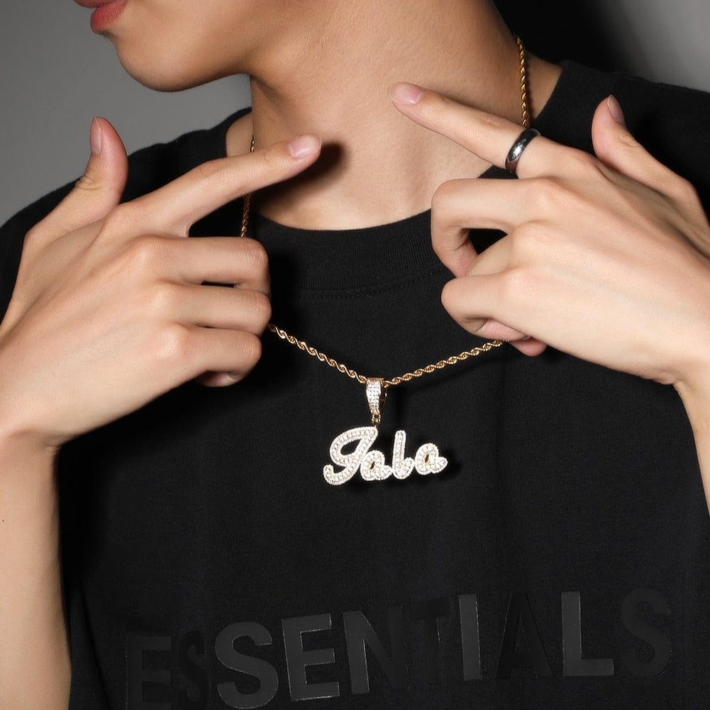 Custom Brush Script Name Necklace - Unisex