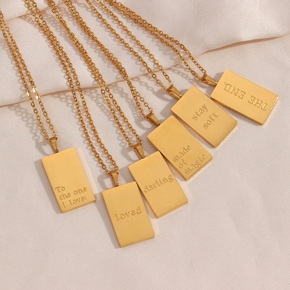 Personal Engraved Mantra Dog Tag Necklace