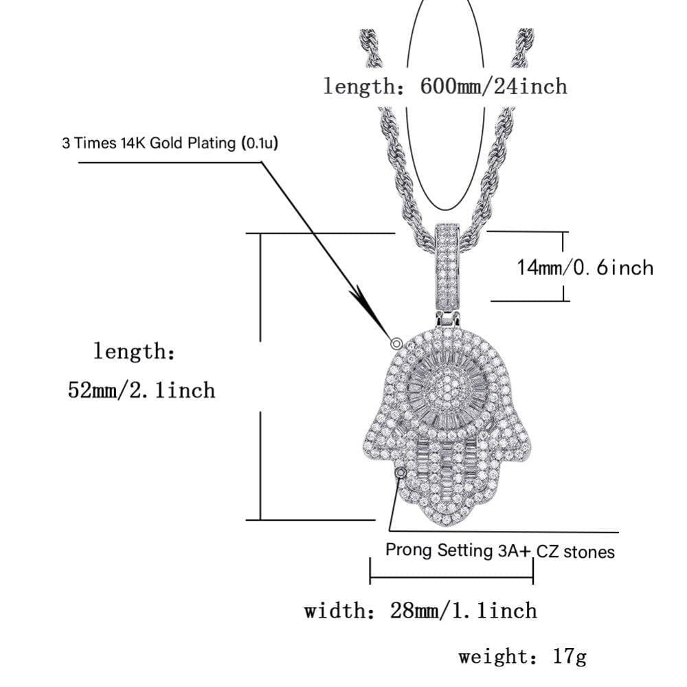 Hamsa Hand Necklace - Gold, Rose Gold & White Gold