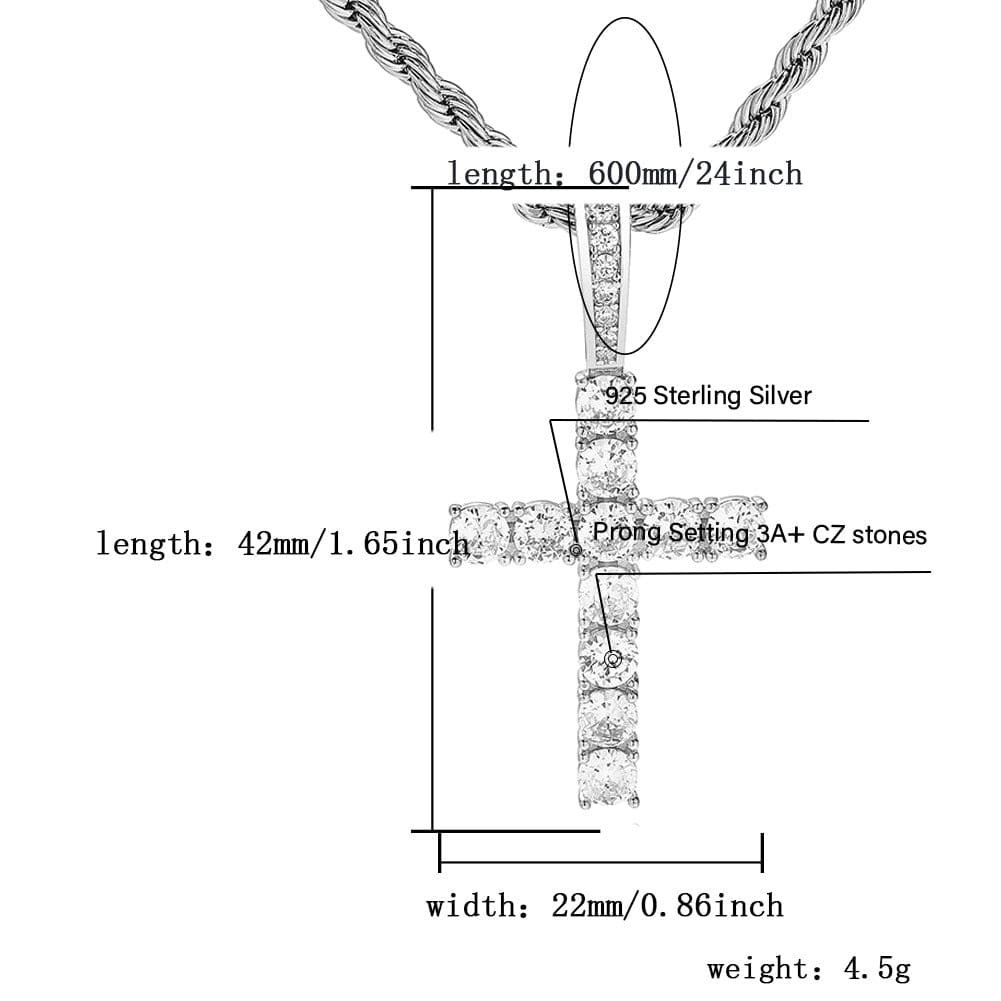 Cross Necklace | Gold, Silver - 925 Silver Base