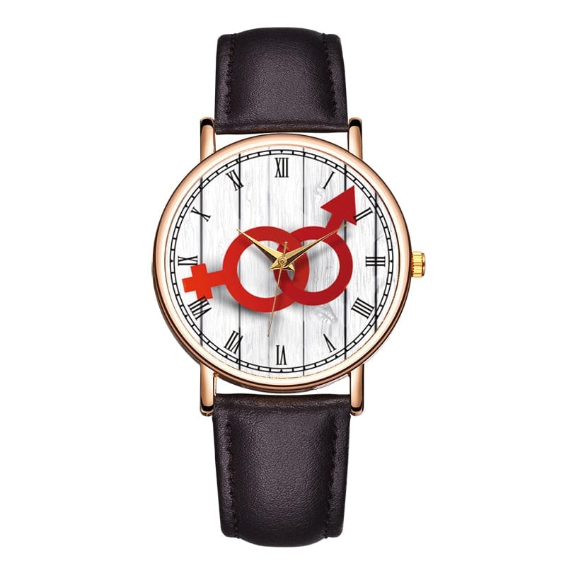 Custom Unisex Watch With Leather Band - Personalize With Photo/Logo/Text