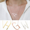 Sideways Engraved Large Initial Pendant Letter Necklace