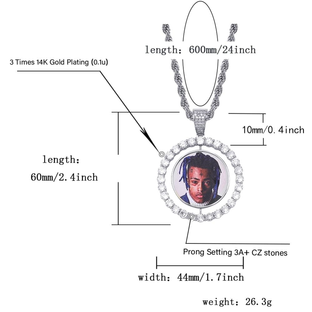 Double-Sided Rotating Picture Pendant Necklace