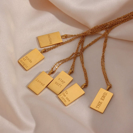 Personal Engraved Mantra Dog Tag Necklace