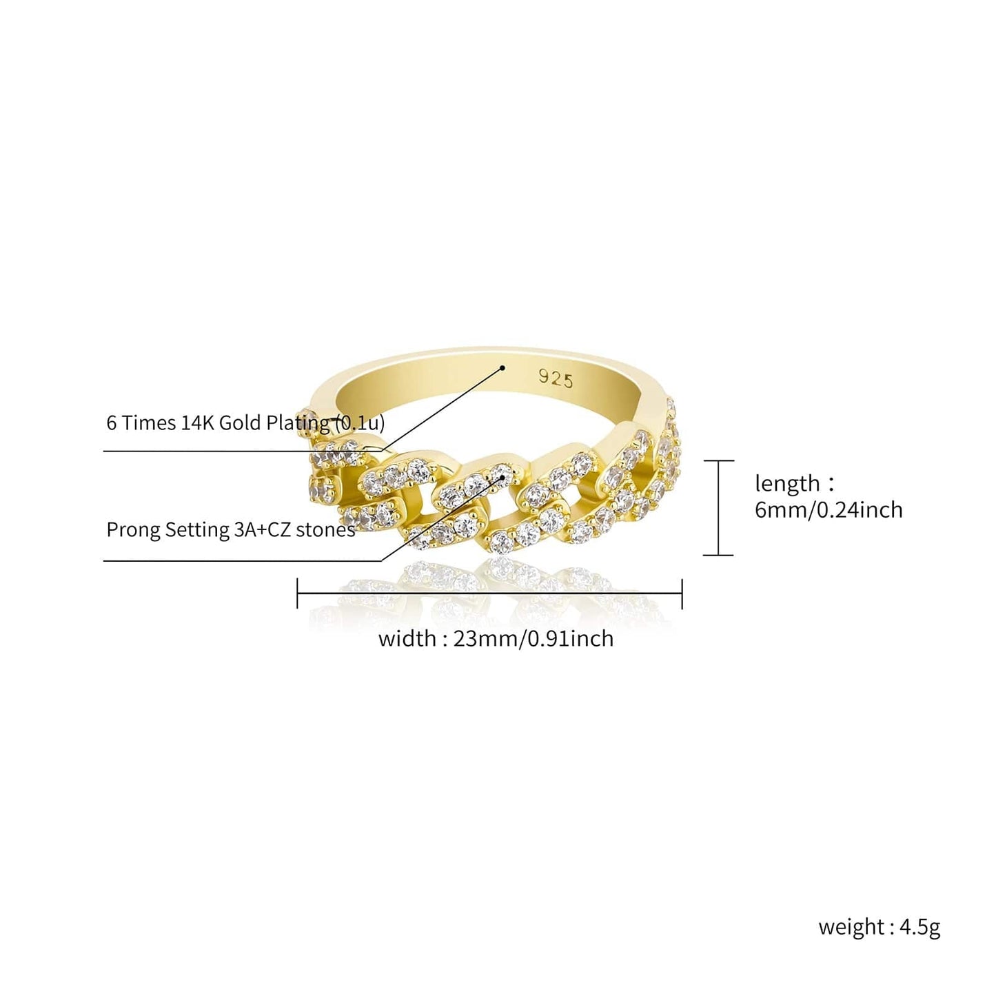 Cuban Link 925 Sterling Silver Ring