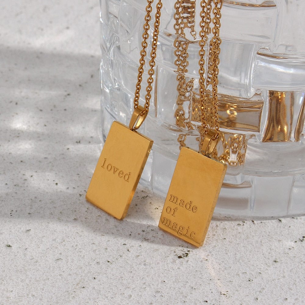 Personal Engraved Mantra Dog Tag Necklace