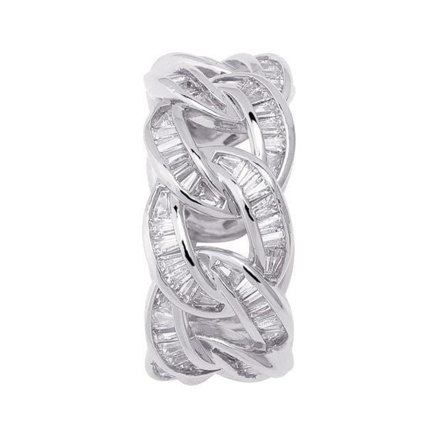 Cuban Link Men's Ring With AAA CZ Diamonds - Gold Silver