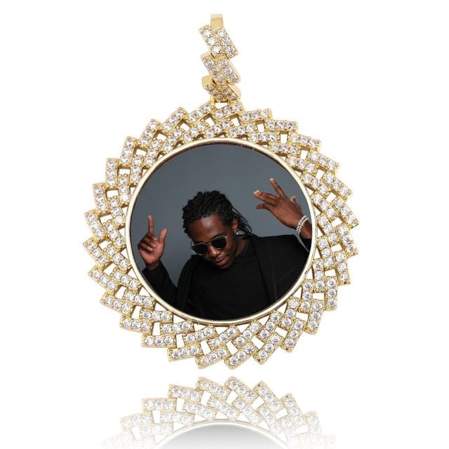Custom Photo Pendant & Necklace With Cuban Link Frame - Gold, Rose Gold, White Gold