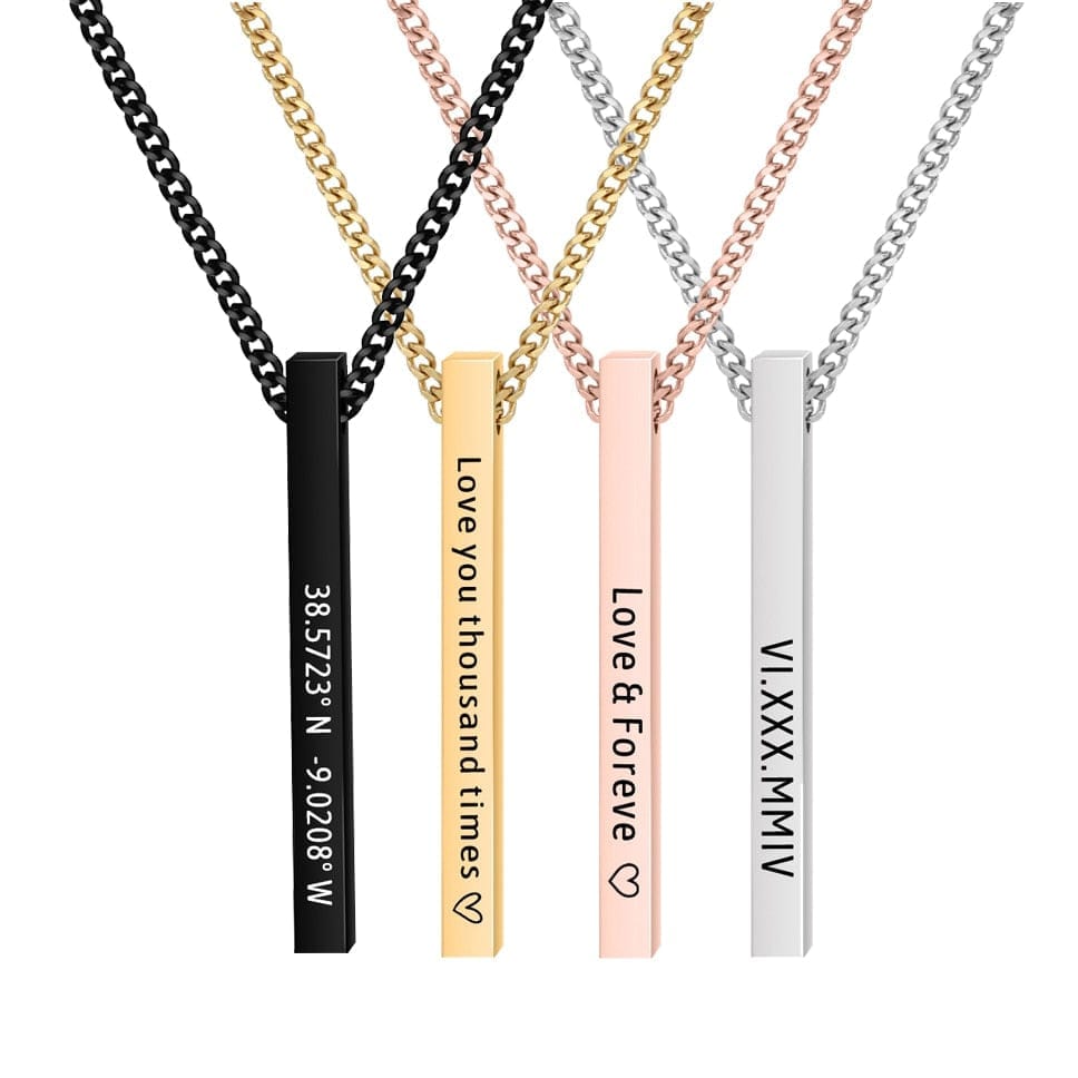 Bar Necklace With Custom Engraving