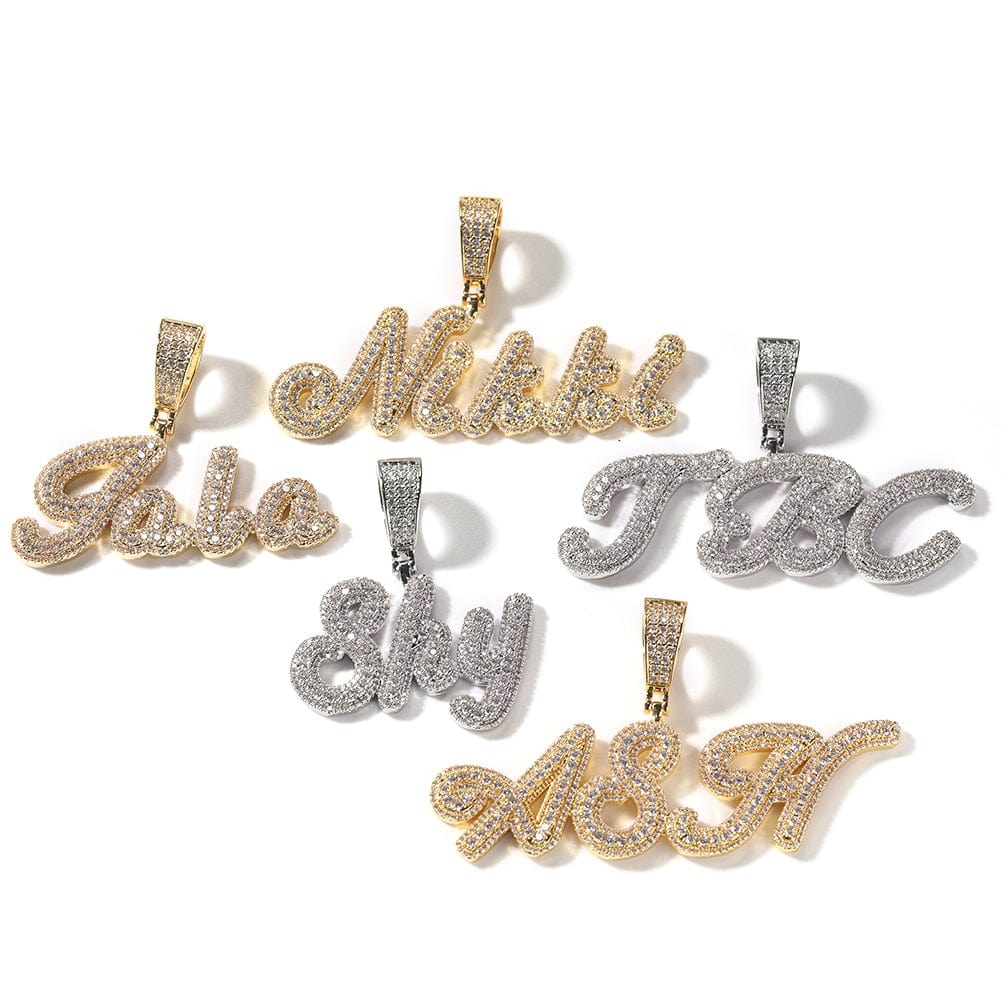 cursive tag script name necklace