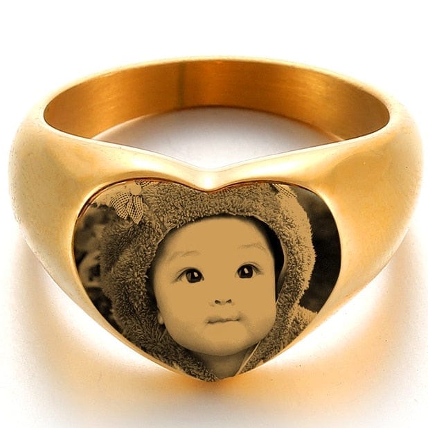 Custom Heart Shaped Photo Ring