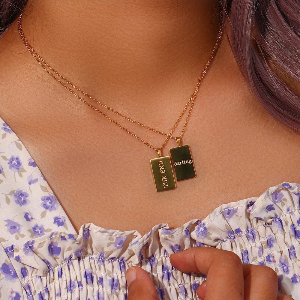 Personal Engraved Mantra Dog Tag Necklace