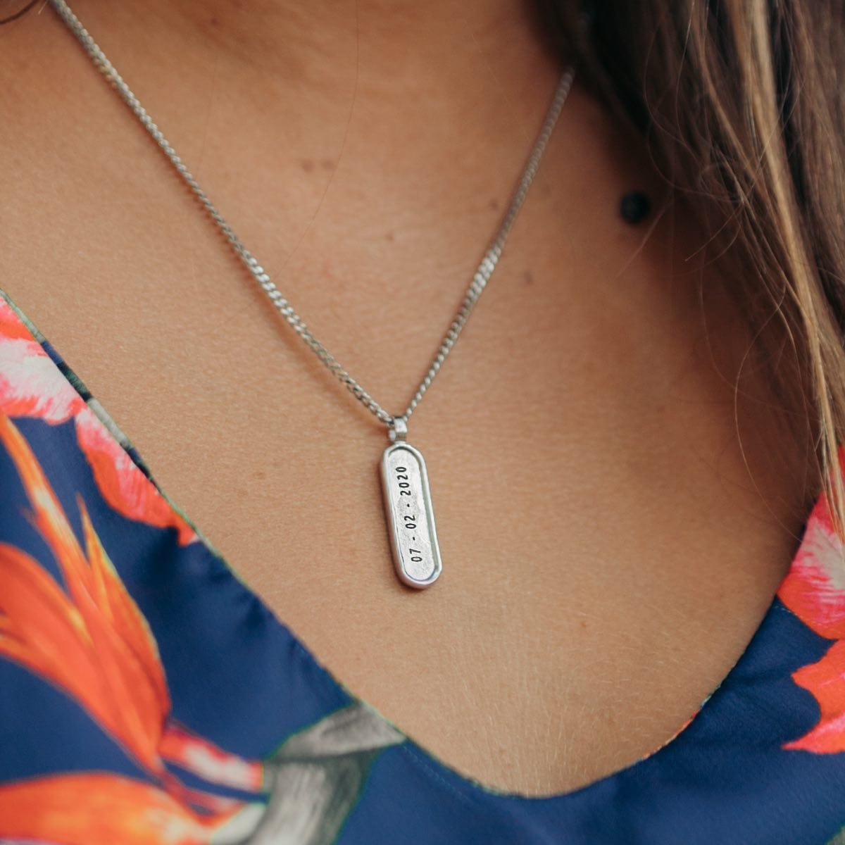 Premium Custom Engraved Bar Necklace Pendant With Rounded Edges