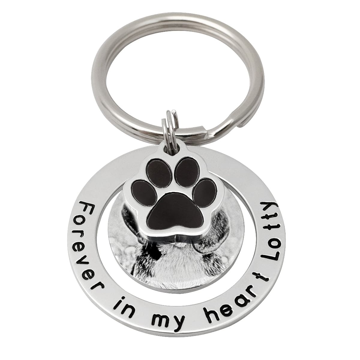 Custom Engraved Memorial Pet Pawprint Picture Key Chain For Cats Or Dogs