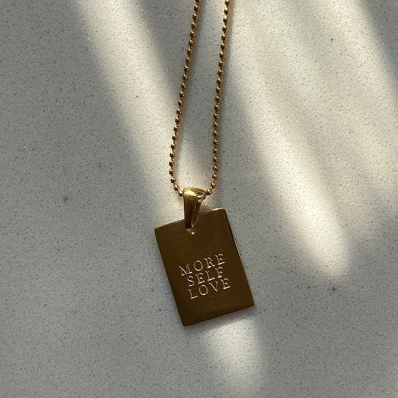 Engraved Mantra Dog Tag Pendant Necklace