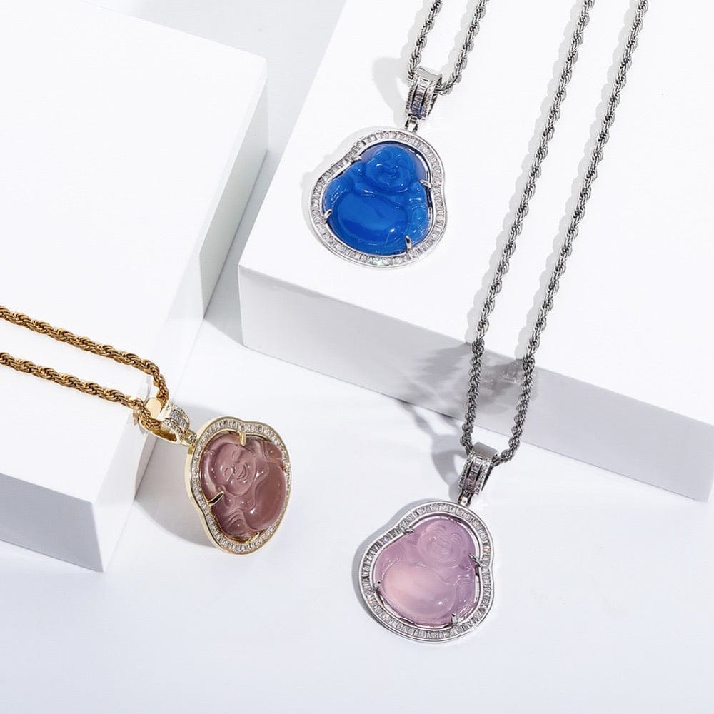 Buddha Pendant Necklace With Gold Border