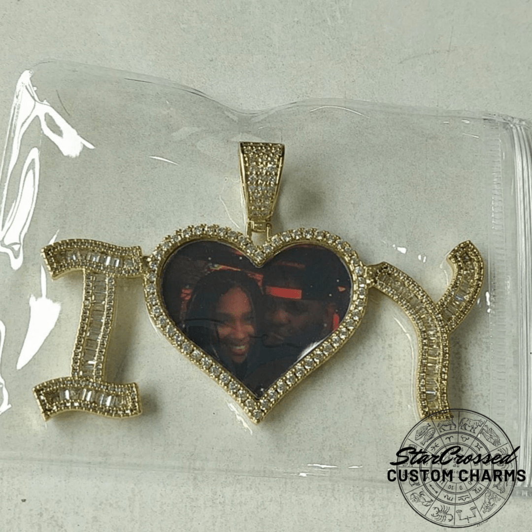 Custom "I Love You" Heart Photo Pendant Necklace