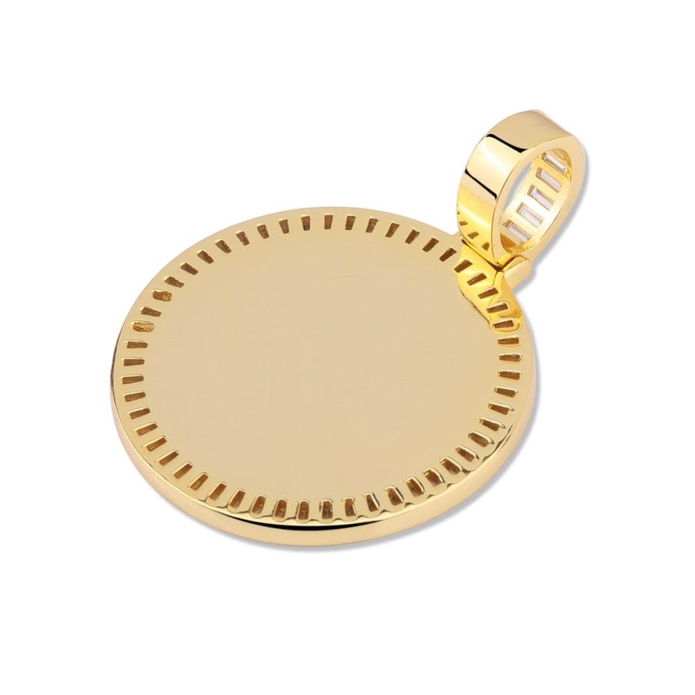 Gold Custom Picture Pendant Necklace With Baguette Border