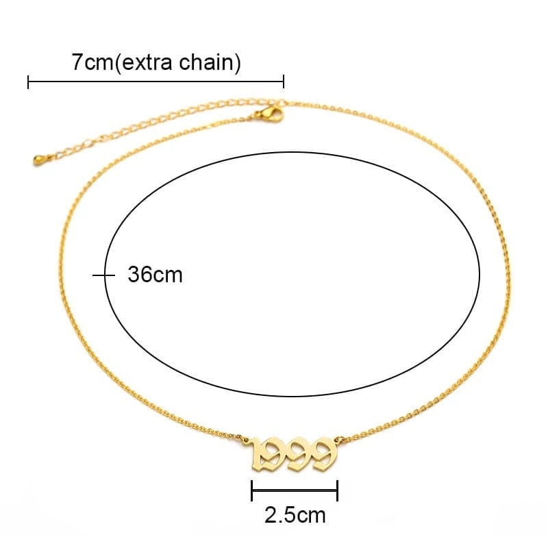 Birth Year Necklace - Gold, Rose Gold, Silver