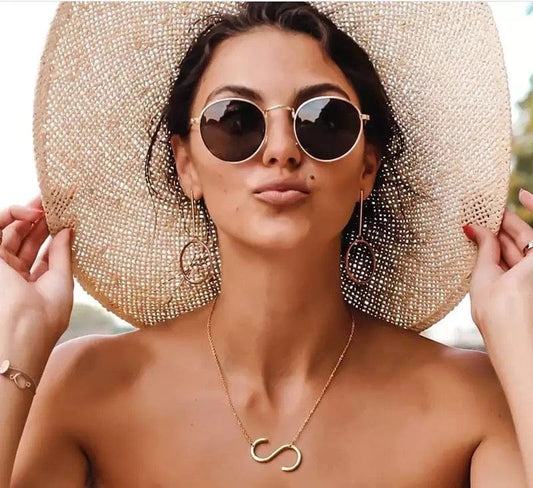 Sideways Big Letter Initial Necklaces